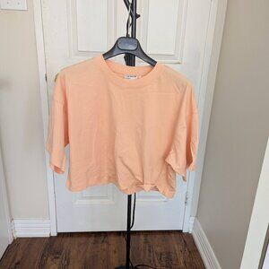 Frank and oak cotton cropped t shirt size L